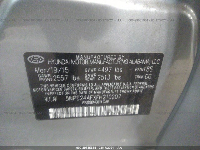 Photo 8 VIN: 5NPE24AFXFH210207 - HYUNDAI SONATA 