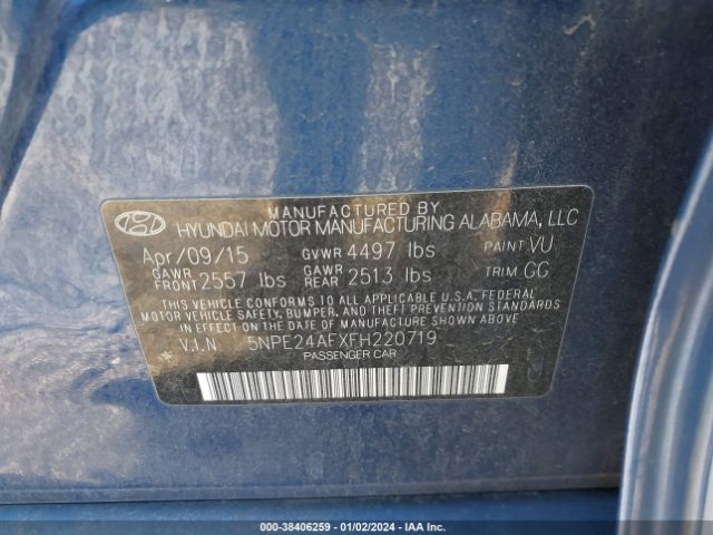 Photo 8 VIN: 5NPE24AFXFH220719 - HYUNDAI SONATA 