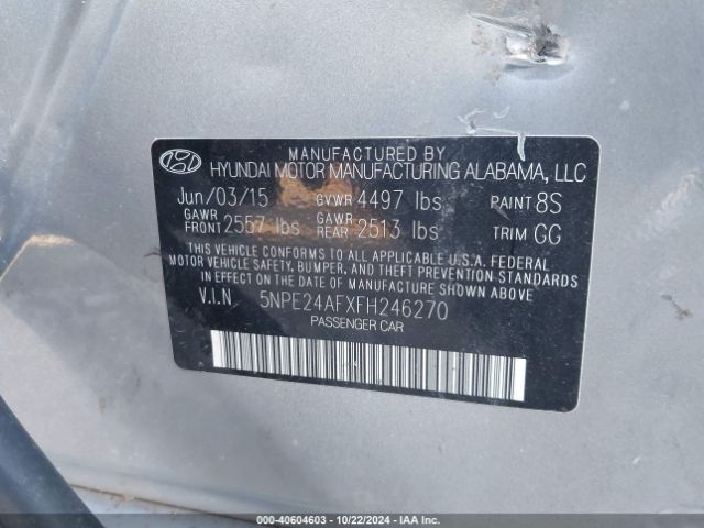 Photo 8 VIN: 5NPE24AFXFH246270 - HYUNDAI SONATA 