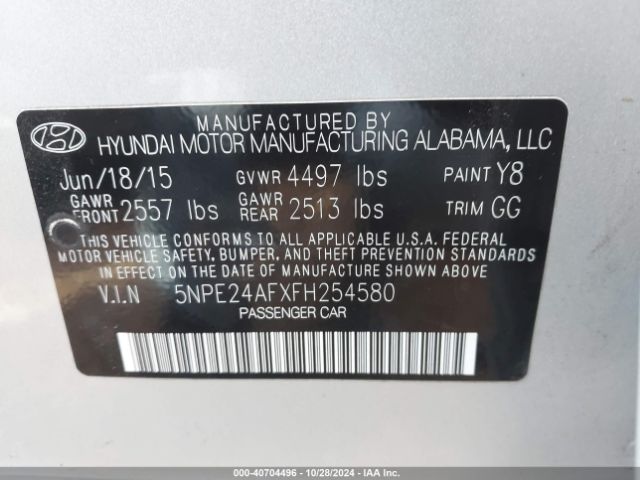 Photo 8 VIN: 5NPE24AFXFH254580 - HYUNDAI SONATA 