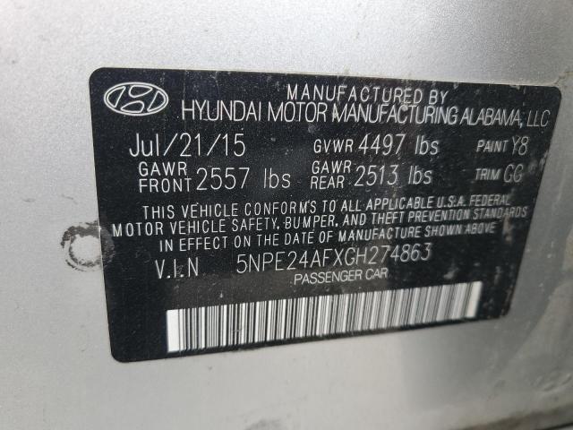 Photo 12 VIN: 5NPE24AFXGH274863 - HYUNDAI SONATA 