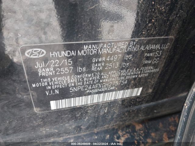 Photo 8 VIN: 5NPE24AFXGH275754 - HYUNDAI SONATA 