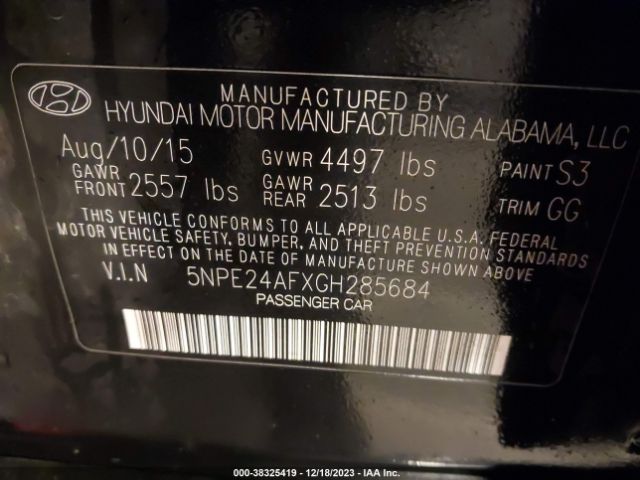 Photo 8 VIN: 5NPE24AFXGH285684 - HYUNDAI SONATA 