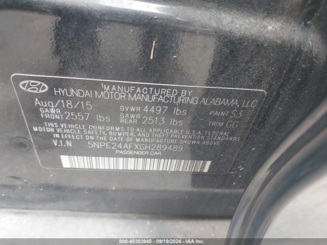 Photo 8 VIN: 5NPE24AFXGH289489 - HYUNDAI SONATA 