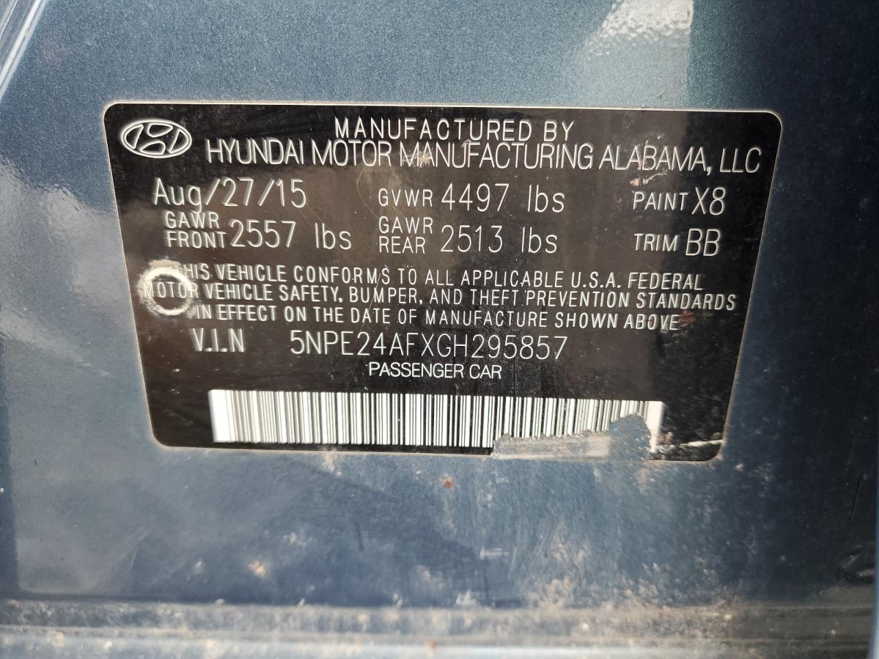 Photo 12 VIN: 5NPE24AFXGH295857 - HYUNDAI SONATA SE 