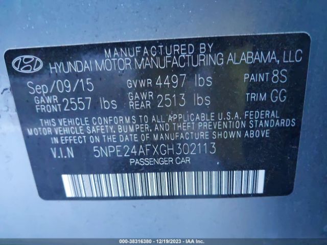 Photo 8 VIN: 5NPE24AFXGH302113 - HYUNDAI SONATA 