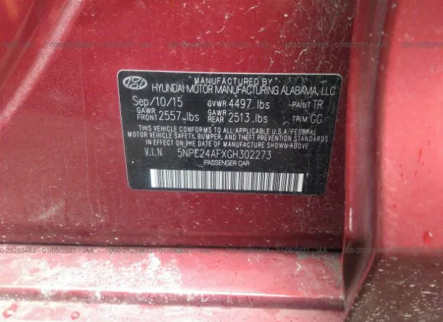 Photo 8 VIN: 5NPE24AFXGH302273 - HYUNDAI SONATA 