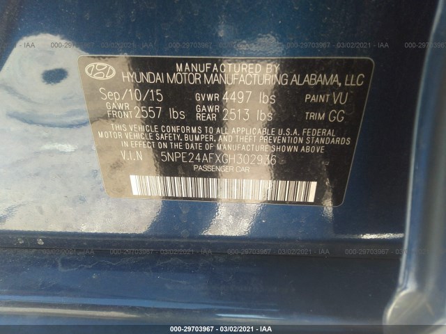 Photo 8 VIN: 5NPE24AFXGH302936 - HYUNDAI SONATA 