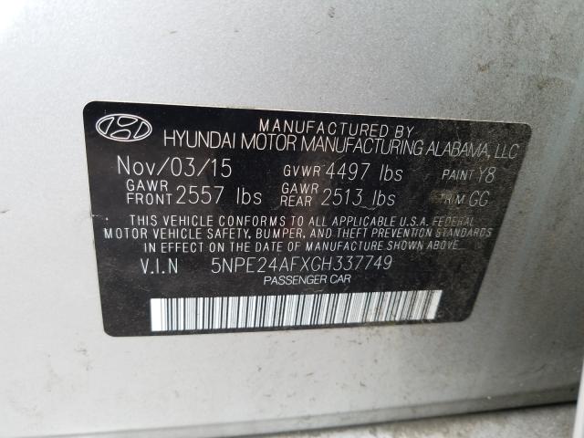 Photo 9 VIN: 5NPE24AFXGH337749 - HYUNDAI SONATA SE 