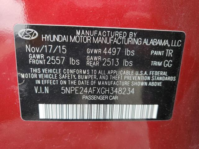 Photo 12 VIN: 5NPE24AFXGH348234 - HYUNDAI SONATA 