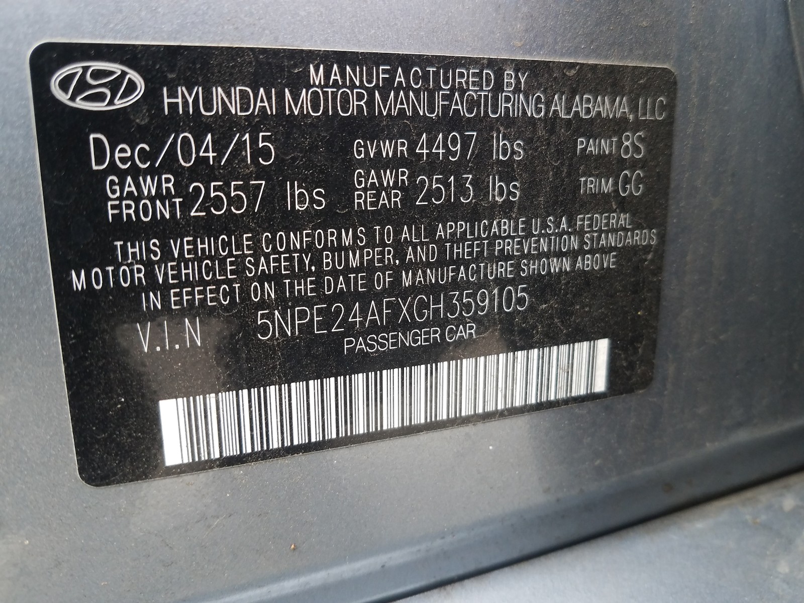 Photo 9 VIN: 5NPE24AFXGH359105 - HYUNDAI SONATA 