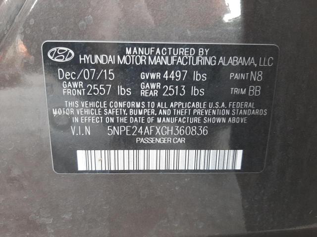 Photo 9 VIN: 5NPE24AFXGH360836 - HYUNDAI SONATA SE 