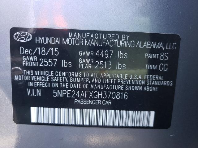 Photo 9 VIN: 5NPE24AFXGH370816 - HYUNDAI SONATA SE 