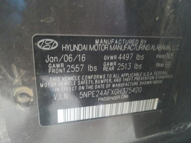 Photo 9 VIN: 5NPE24AFXGH375420 - HYUNDAI SONATA SE 