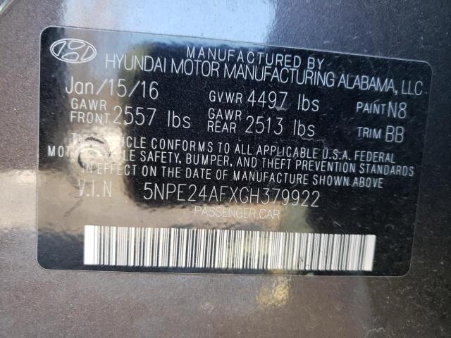 Photo 9 VIN: 5NPE24AFXGH379922 - HYUNDAI SONATA SE 