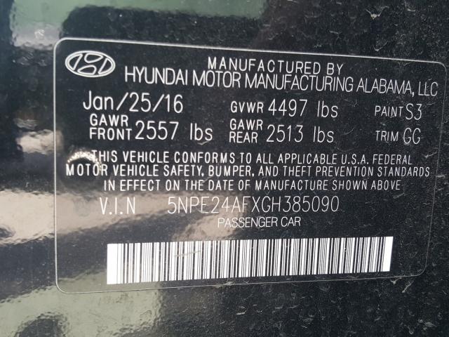 Photo 9 VIN: 5NPE24AFXGH385090 - HYUNDAI SONATA SE 