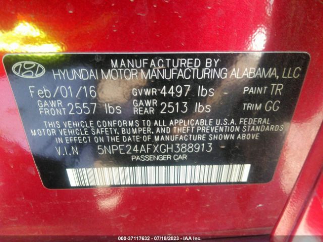 Photo 8 VIN: 5NPE24AFXGH388913 - HYUNDAI SONATA 