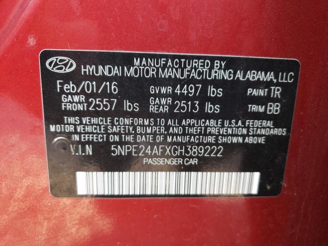 Photo 9 VIN: 5NPE24AFXGH389222 - HYUNDAI SONATA SE 