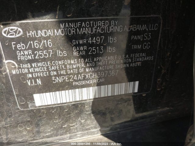 Photo 8 VIN: 5NPE24AFXGH397367 - HYUNDAI SONATA 