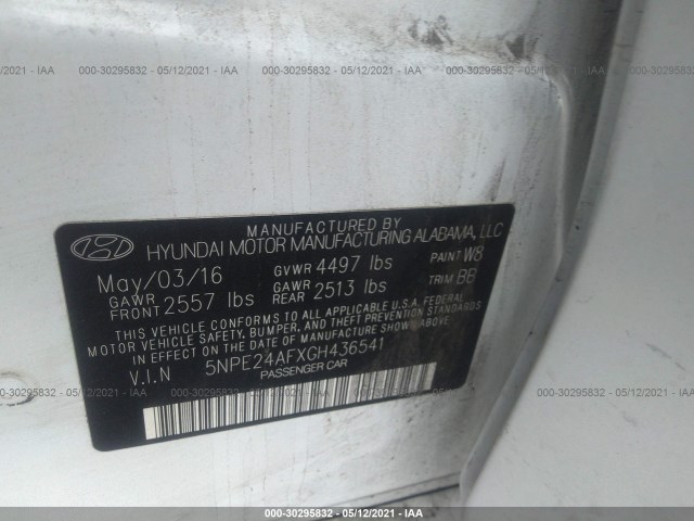 Photo 8 VIN: 5NPE24AFXGH436541 - HYUNDAI SONATA 