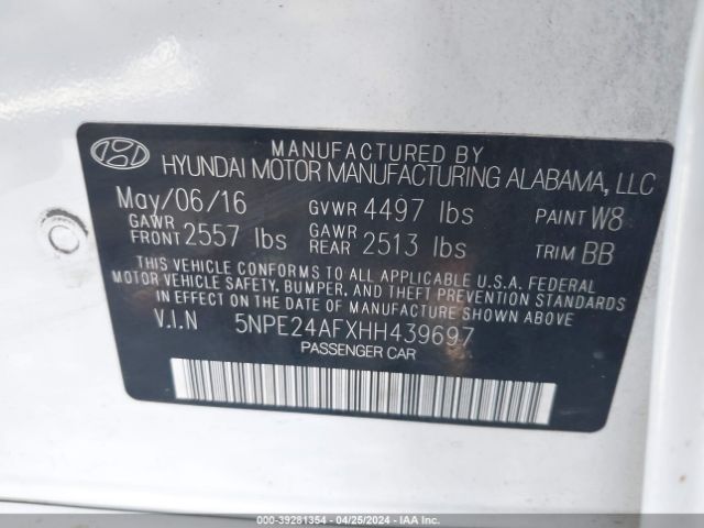 Photo 8 VIN: 5NPE24AFXHH439697 - HYUNDAI SONATA 