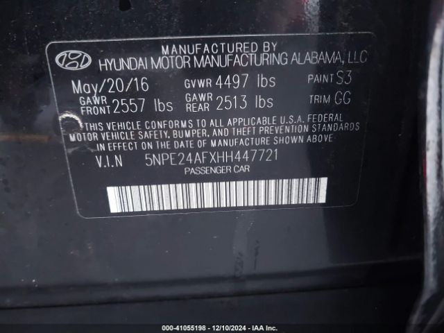 Photo 8 VIN: 5NPE24AFXHH447721 - HYUNDAI SONATA 