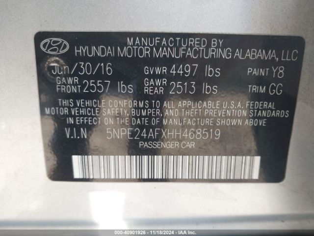 Photo 8 VIN: 5NPE24AFXHH468519 - HYUNDAI SONATA 