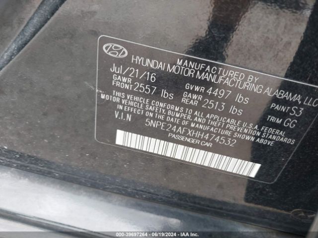 Photo 8 VIN: 5NPE24AFXHH474532 - HYUNDAI SONATA 