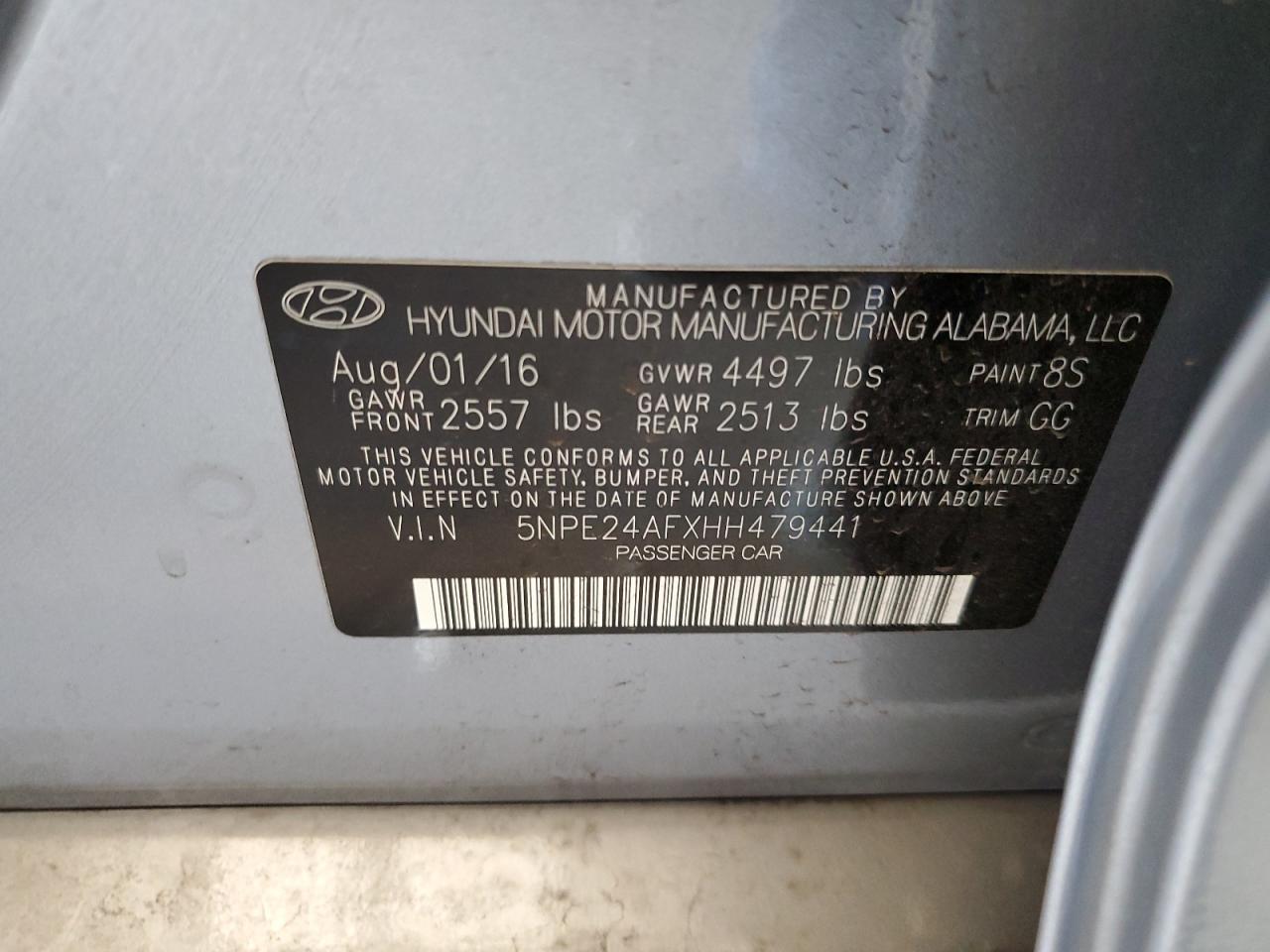 Photo 11 VIN: 5NPE24AFXHH479441 - HYUNDAI SONATA 