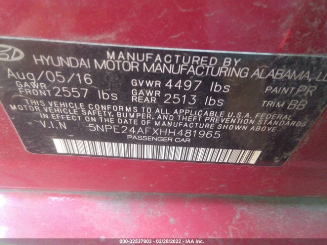 Photo 8 VIN: 5NPE24AFXHH481965 - HYUNDAI SONATA 