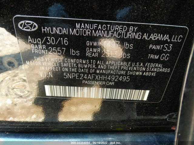 Photo 8 VIN: 5NPE24AFXHH492495 - HYUNDAI SONATA 