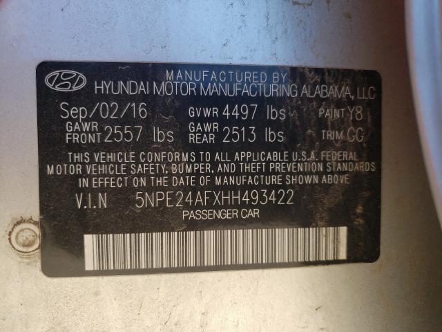 Photo 9 VIN: 5NPE24AFXHH493422 - HYUNDAI SONATA SE 