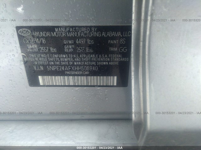 Photo 8 VIN: 5NPE24AFXHH508940 - HYUNDAI SONATA 