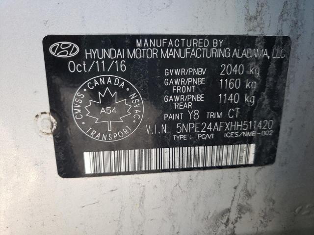 Photo 9 VIN: 5NPE24AFXHH511420 - HYUNDAI SONATA SE 