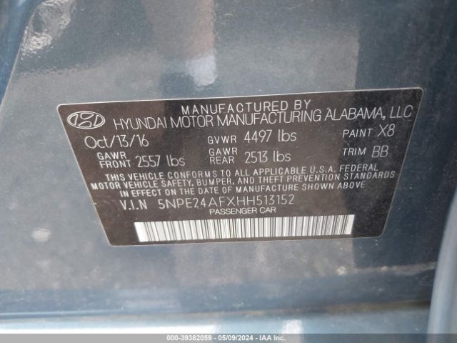 Photo 8 VIN: 5NPE24AFXHH513152 - HYUNDAI SONATA 