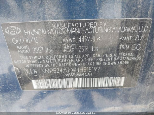 Photo 8 VIN: 5NPE24AFXHH515192 - HYUNDAI SONATA 