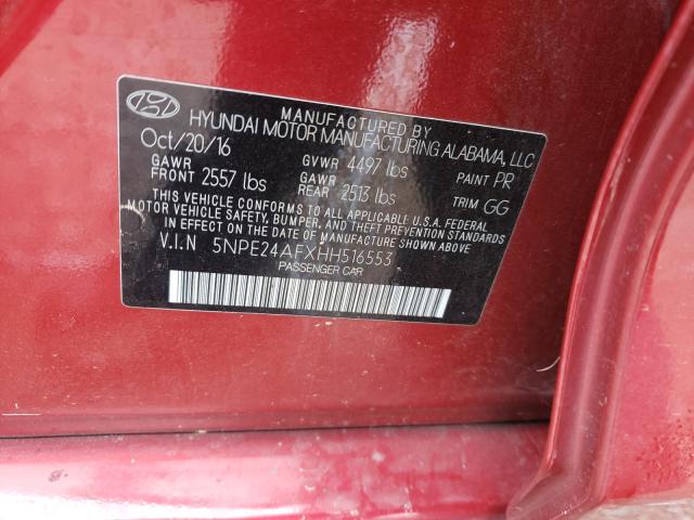 Photo 9 VIN: 5NPE24AFXHH516553 - HYUNDAI SONATA 