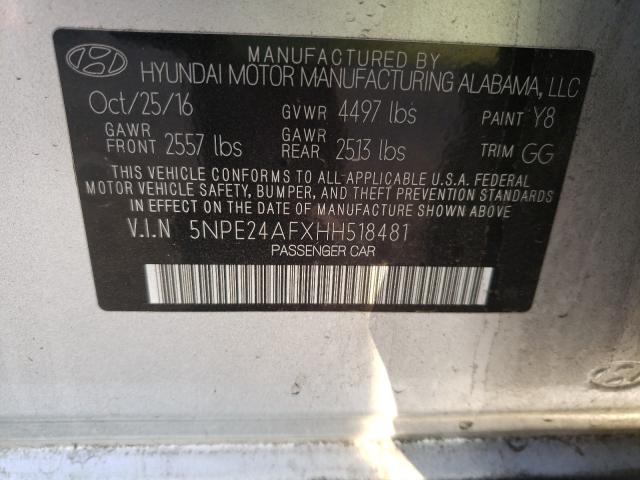 Photo 9 VIN: 5NPE24AFXHH518481 - HYUNDAI SONATA SE 