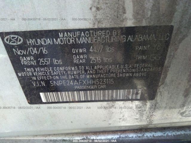 Photo 8 VIN: 5NPE24AFXHH523115 - HYUNDAI SONATA 