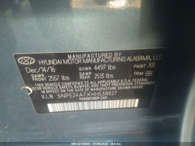 Photo 8 VIN: 5NPE24AFXHH538827 - HYUNDAI SONATA 