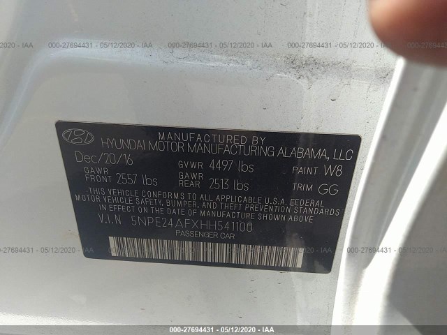 Photo 8 VIN: 5NPE24AFXHH541100 - HYUNDAI SONATA 