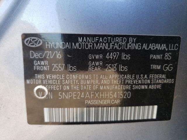 Photo 9 VIN: 5NPE24AFXHH541520 - HYUNDAI SONATA SE 