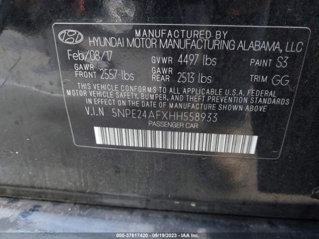 Photo 8 VIN: 5NPE24AFXHH558933 - HYUNDAI SONATA 