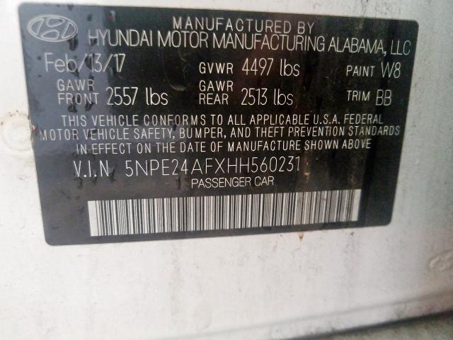 Photo 9 VIN: 5NPE24AFXHH560231 - HYUNDAI SONATA SE 