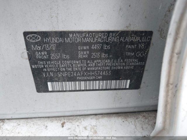 Photo 8 VIN: 5NPE24AFXHH574453 - HYUNDAI SONATA 