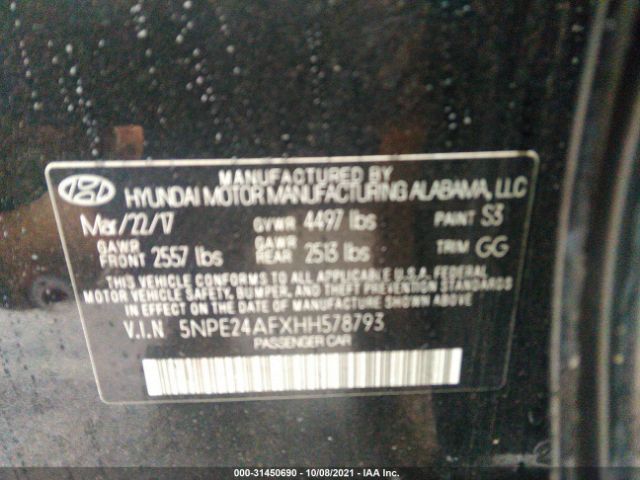 Photo 8 VIN: 5NPE24AFXHH578793 - HYUNDAI SONATA 