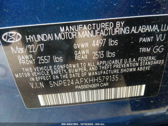 Photo 8 VIN: 5NPE24AFXHH579135 - HYUNDAI SONATA 