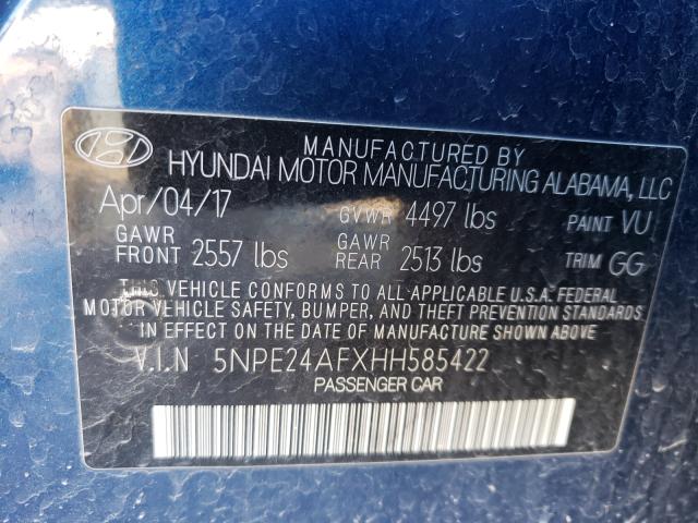 Photo 9 VIN: 5NPE24AFXHH585422 - HYUNDAI SONATA 