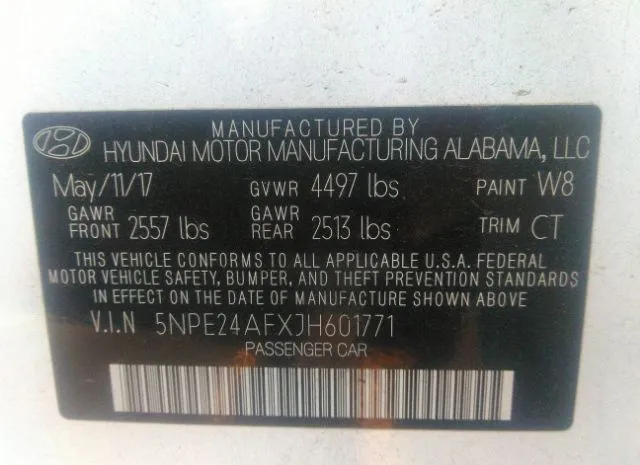 Photo 8 VIN: 5NPE24AFXJH601771 - HYUNDAI SONATA 