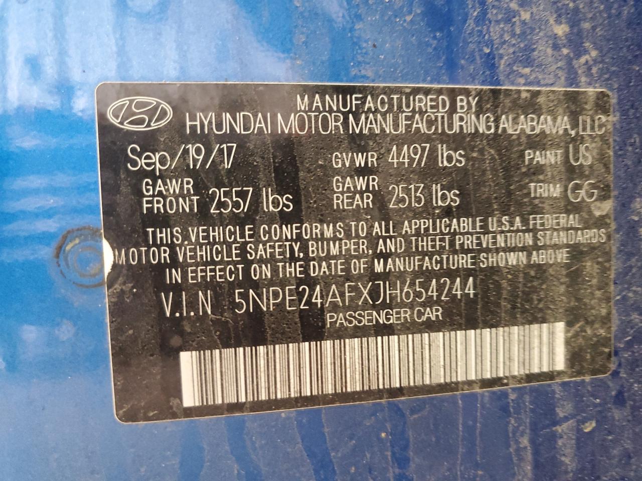 Photo 11 VIN: 5NPE24AFXJH654244 - HYUNDAI SONATA 